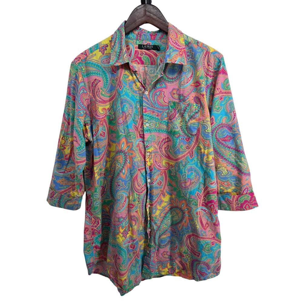 Lauren Ralph Lauren Paisley Multi-color Shirt Dress Size Large